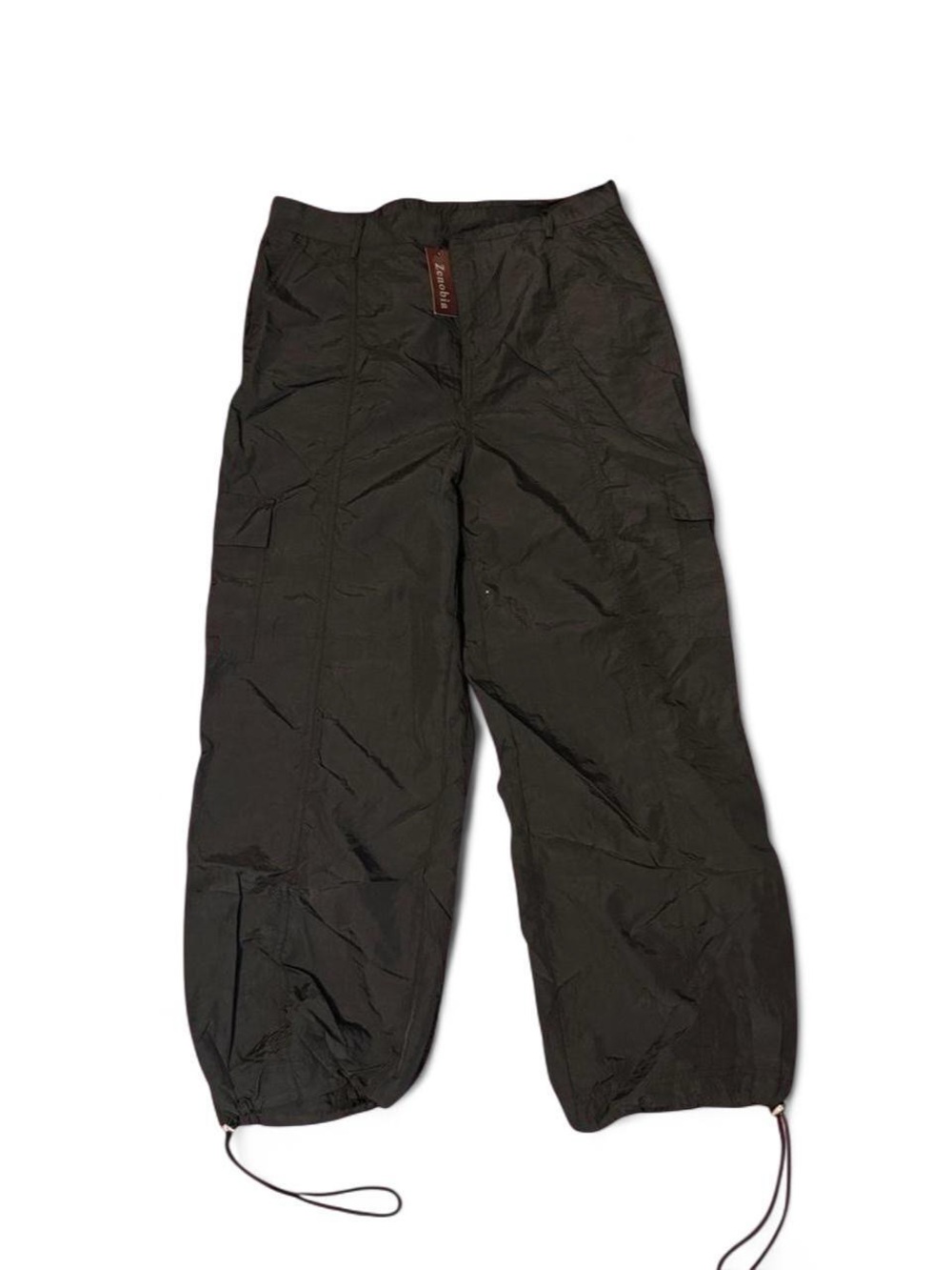 Zenobia Black Wide Leg Parachute Cargo Pants